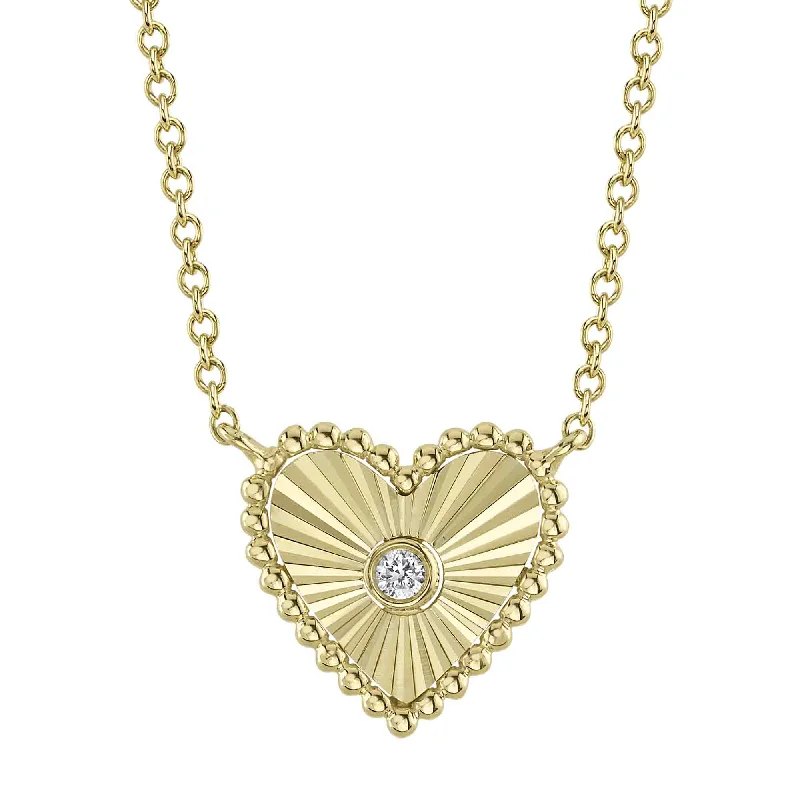 sparkly necklaces for women -14kt. Yellow gold Diamond Bezel Heart Necklace with 0.02ct TW Diamonds