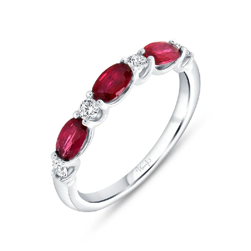 classic solitaire diamond rings for women -Uneek Precious Collection 1-Row Oval Shaped Ruby Fashion Ring