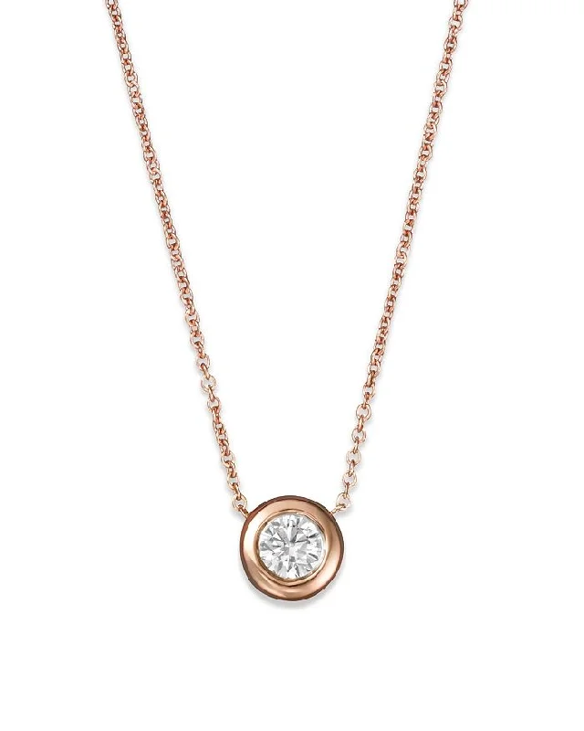 simple pendant necklaces for women -18kt Rose Gold Tiny Treasures Single Diamond Necklace