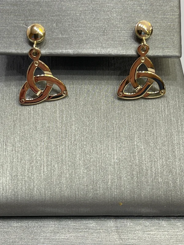 heart-shaped earrings for women -14 Karat Yellow Gold  Trinity Dangling Earrings Made In Ireland