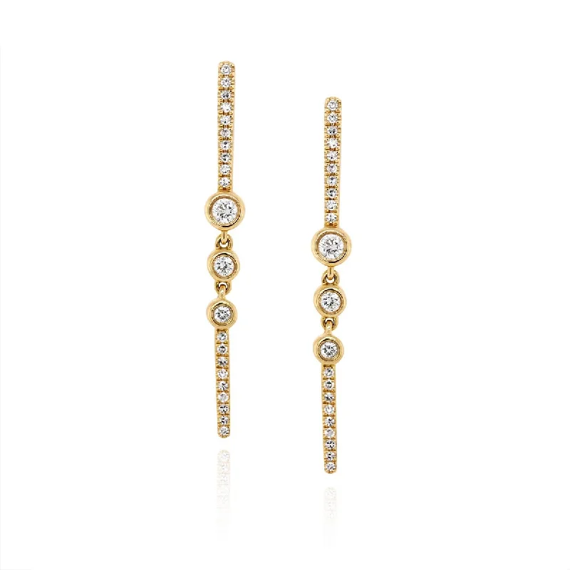 oversized hoop earrings for women -oversized hoop earrings for women -YELLOW GOLD DANGLE EARRINGS WITH 44 ROUND DIAMONDS, .30 CT TW