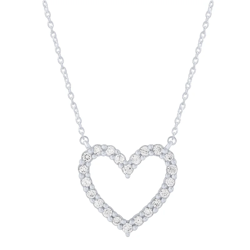 women’s unique gemstone necklaces -Sterling Silver 0.16Ctw Diamond Heart Necklace