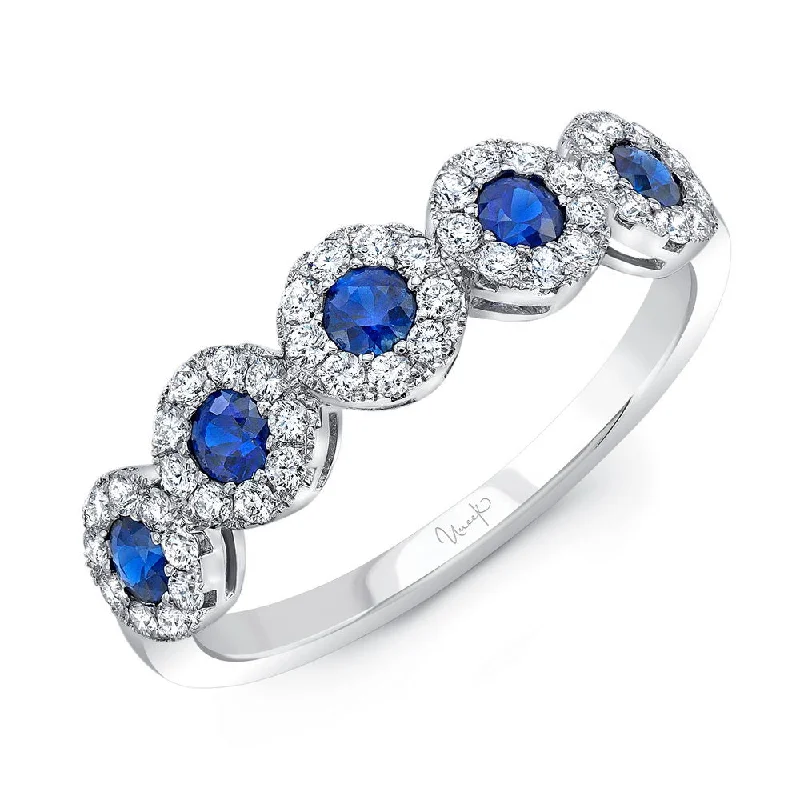 cushion cut engagement rings for women -Uneek Precious Collection Round Blue Sapphire Fashion Ring