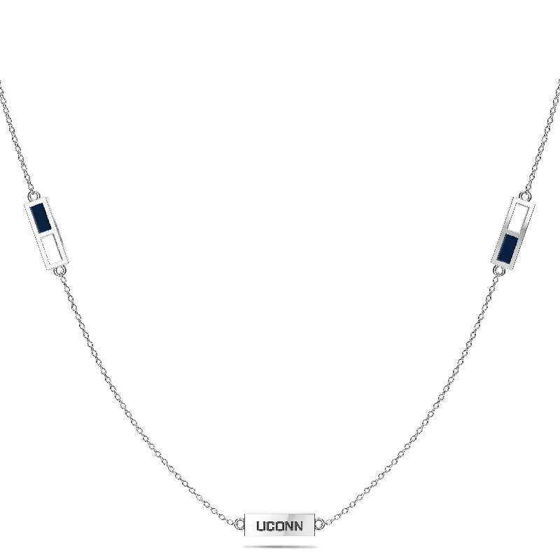 diamond pendant necklaces for women -UCONN Triple Station Necklace in Sterling Silver