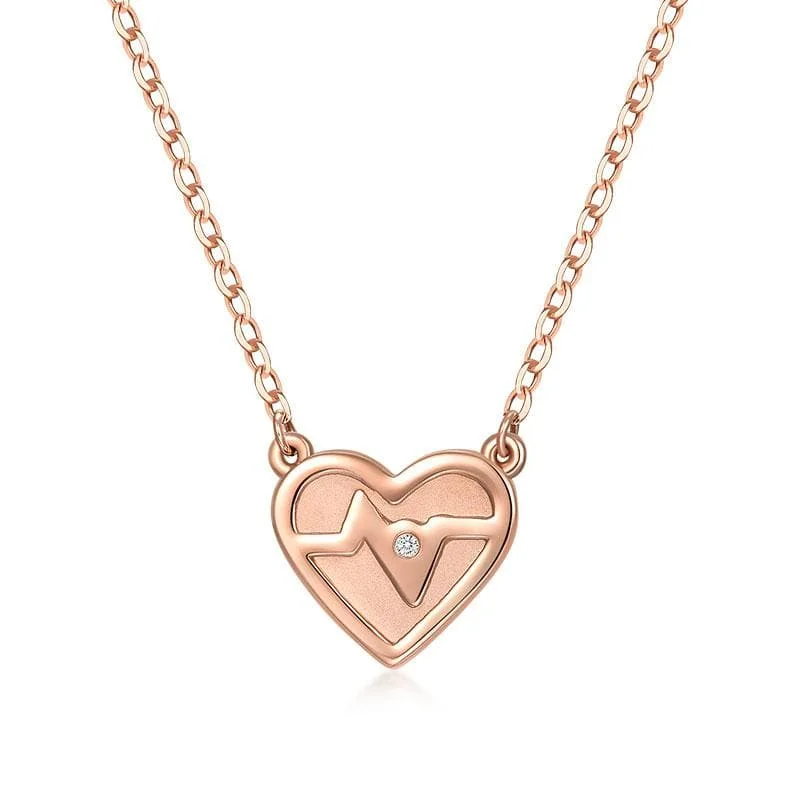 layered necklaces for women -14KRG 0.03Ct Heartbeat Heart Necklace