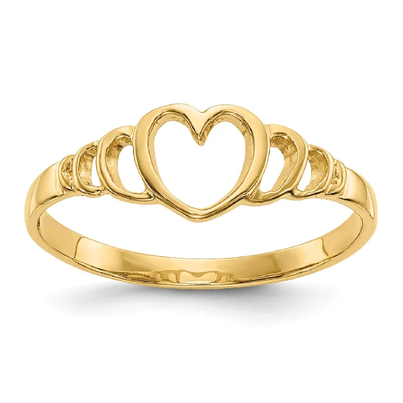 platinum engagement rings for women -14KT Yellow Gold Childrens Heart Ring; Size 4.5