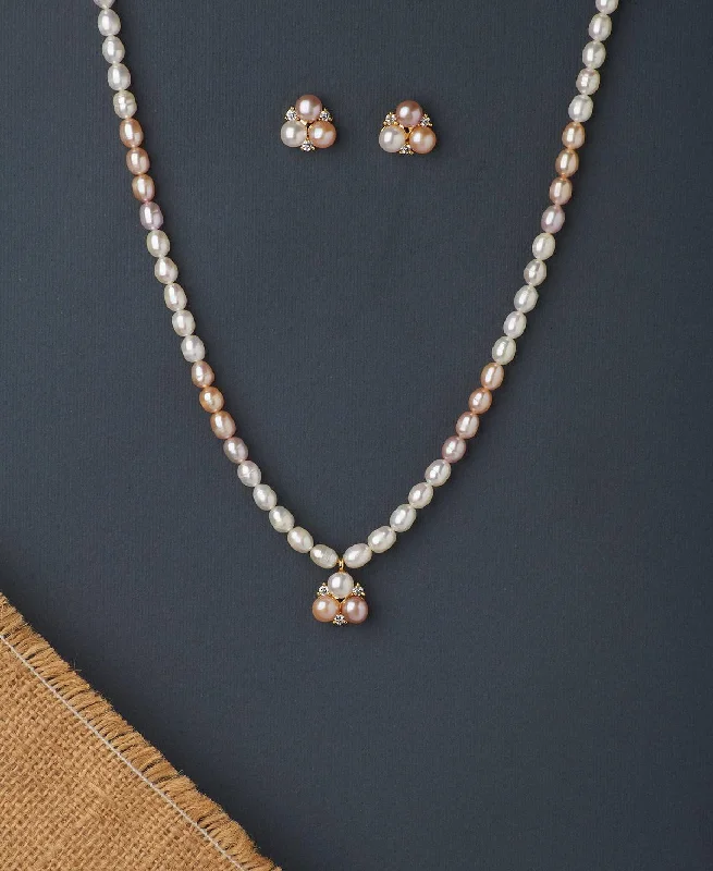 fine diamond necklaces for women -Beautiful Real Pearl Necklace Set