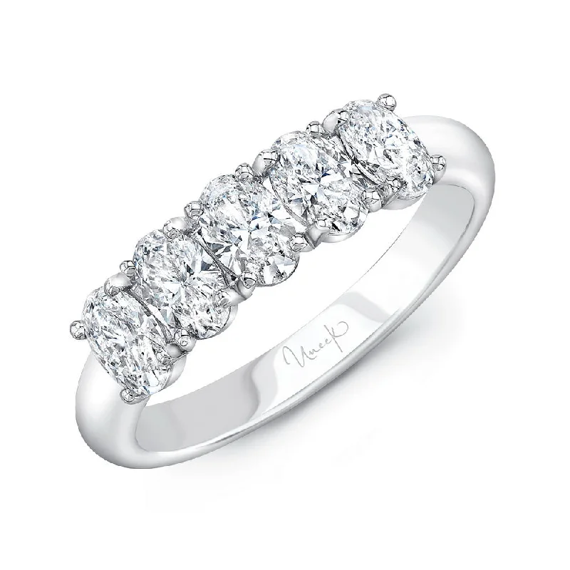 halo diamond rings for women -Uneek Timeless Collection Five-Stone Oval Shaped Anniversary Ring