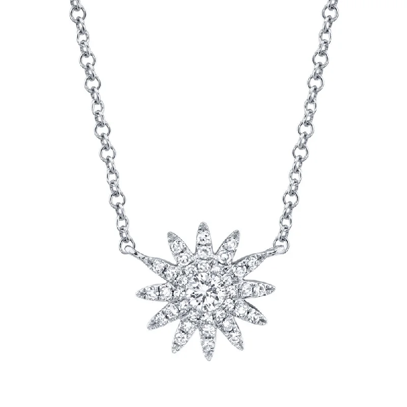 large pendant necklaces for women -14kt. Diamond Star Burst Necklace