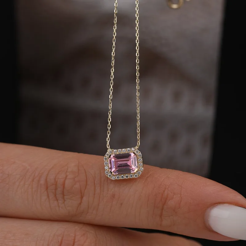 rose gold necklaces for women -Rosy Aura Zircon Necklace