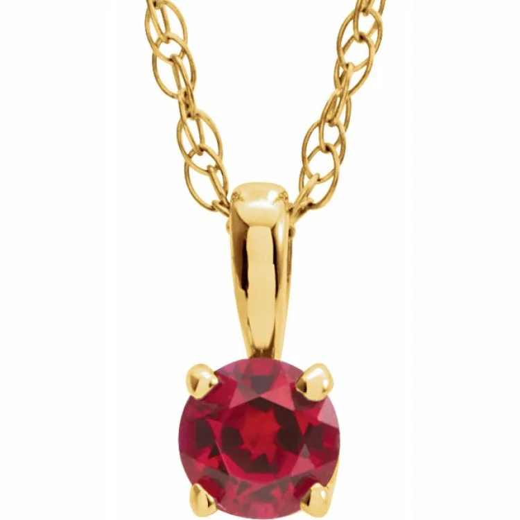 large pendant necklaces for women -14K Yellow 3 mm Lab-Grown Ruby Youth Solitaire 14" Necklace