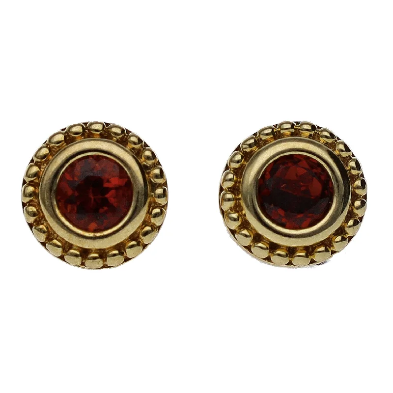 women’s stud earrings with pearls -women’s stud earrings with pearls -10K Yellow Gold Bezel Set Round Garnet Stud Earrings