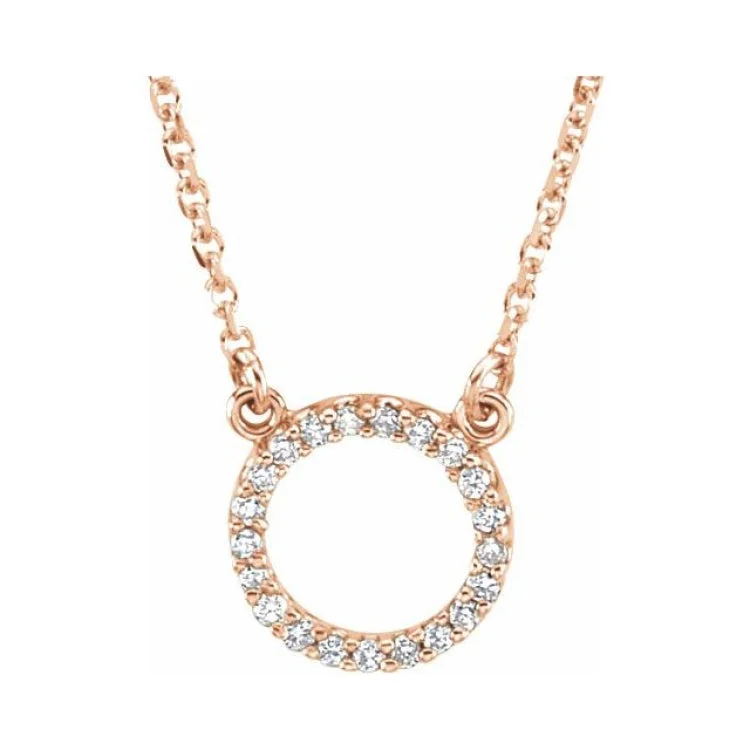 trendy necklaces for women -14K Rose .08 CTW Natural Diamond Circle 16" Necklace