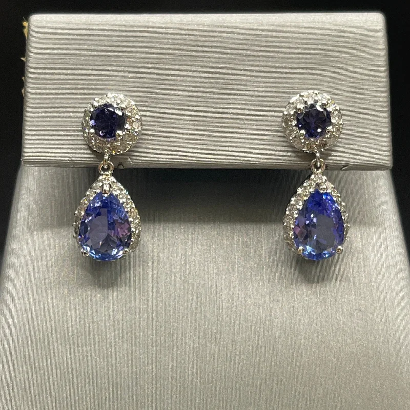 long earrings for women -14 Karat White Gold Amethyst And Diamond Earrings Over 1 Carat Diamond Earrings