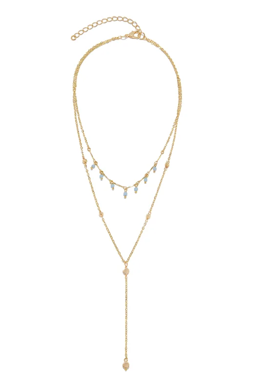 romantic necklaces for women -Marsi Beaded Layered Necklace - Gold