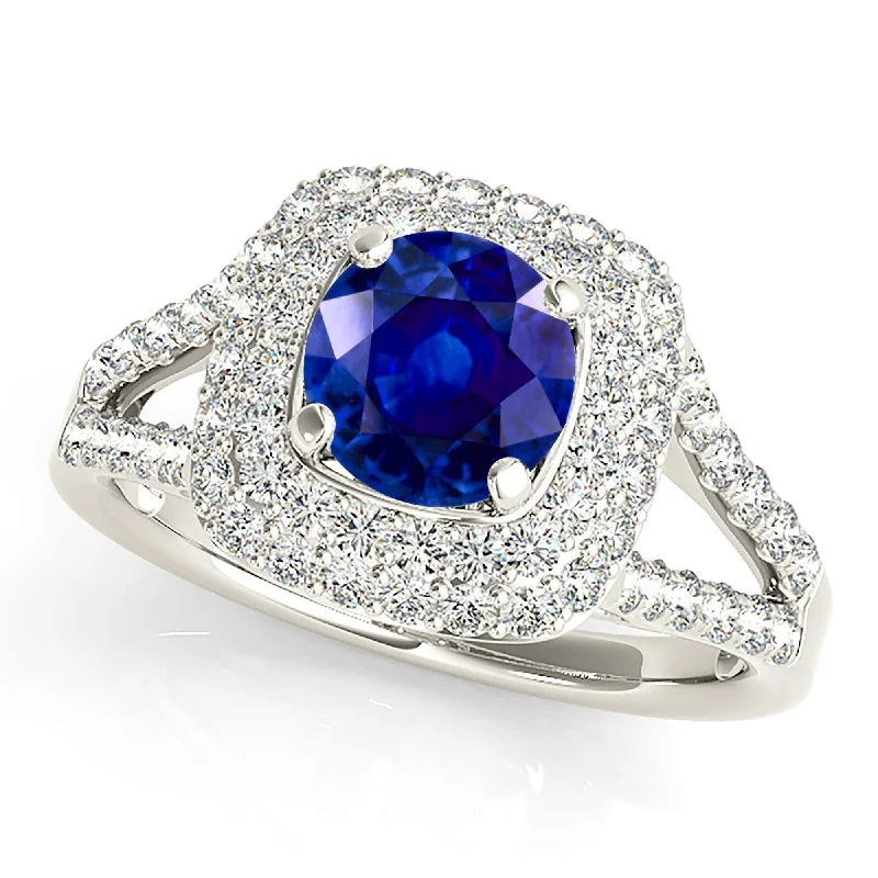 promise rings for women -1.35 ct. Genuine Blue Round Sapphire Ring