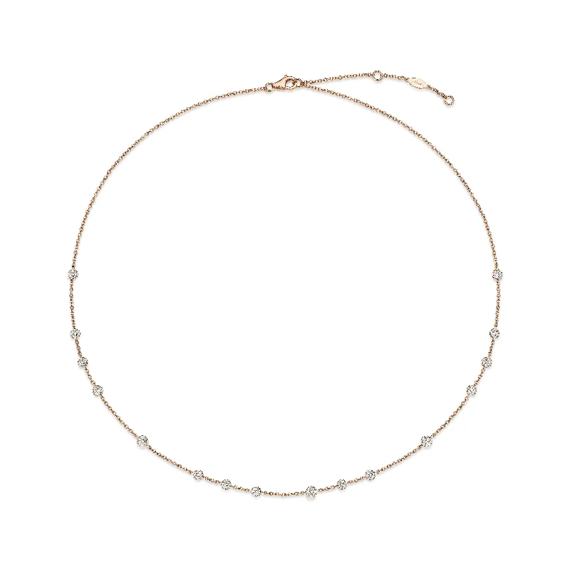 rose gold necklaces for women -By The Yard Necklace in 18K Rose Gold & 4/5Ct Round Diamonds