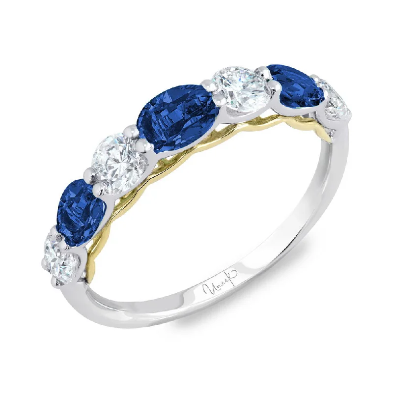 modern solitaire rings for women -Uneek Precious Collection Round Blue Sapphire Fashion Ring