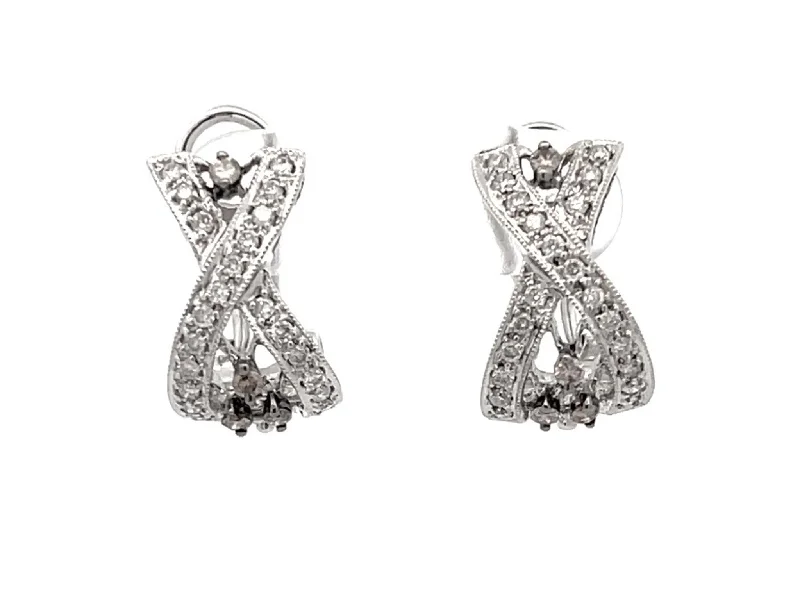 designer earrings for women -X Shaped Diamond Earrings in 18k White Gold