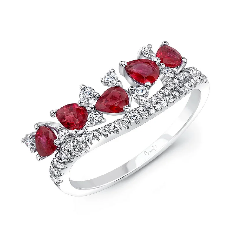 antique rings for women -Uneek Precious Collection Round Ruby Fashion Ring