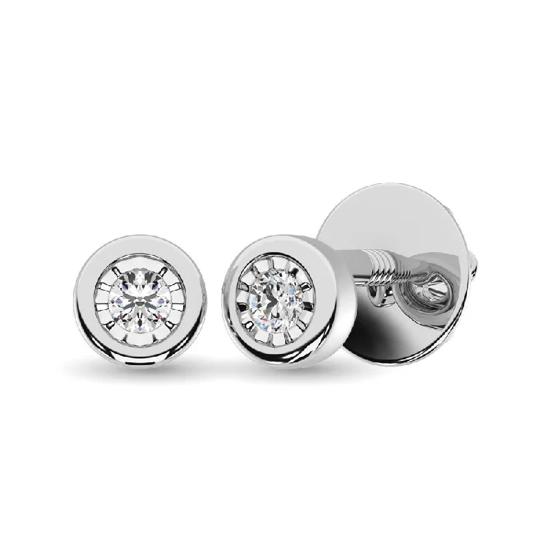 women’s chandelier diamond earrings -Diamond Solitaire Stud Earrings in 10K White Gold