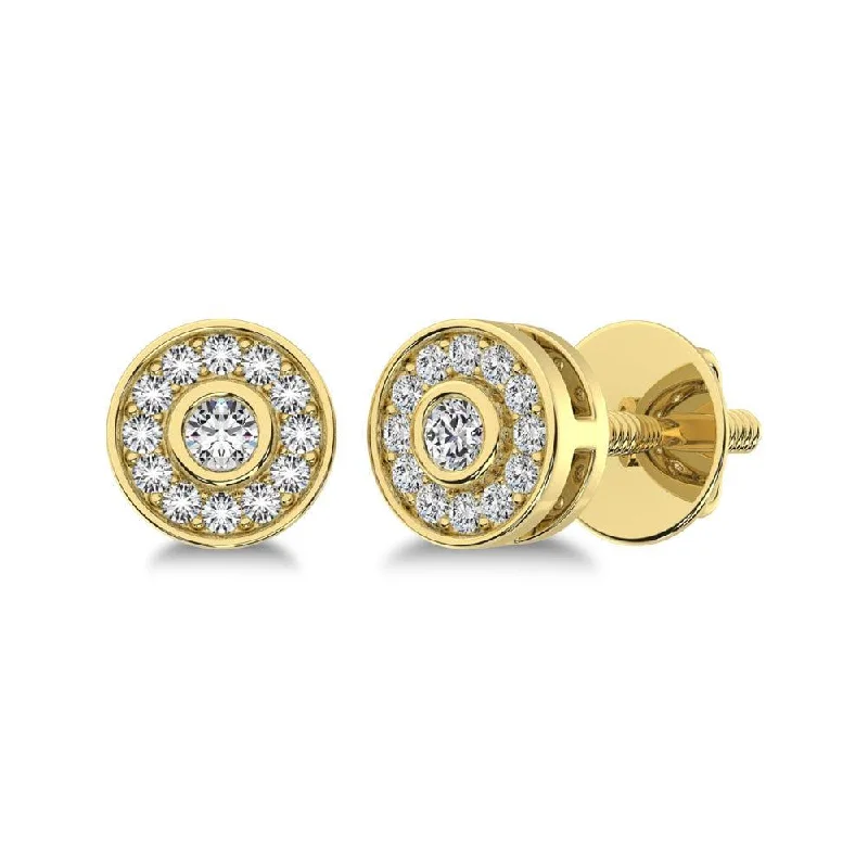 unique earrings for women -10K Yellow Gold 1/6 Ct.Tw. Diamond Round Shape Stud Earrings