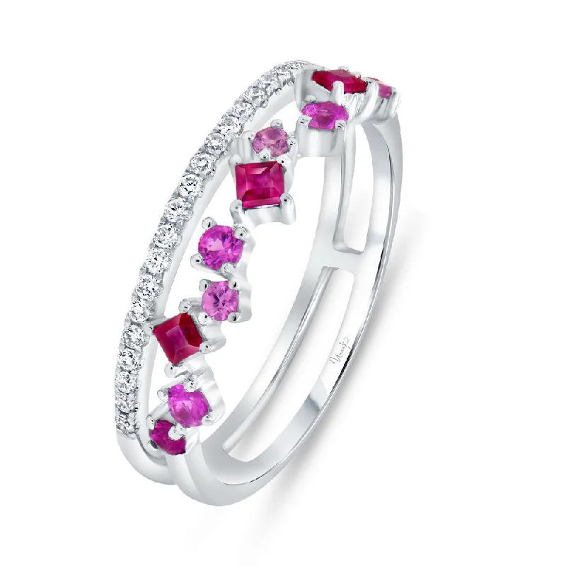 emerald cut engagement rings for women -Uneek Precious Collection Princess Cut Ruby Fashion Ring