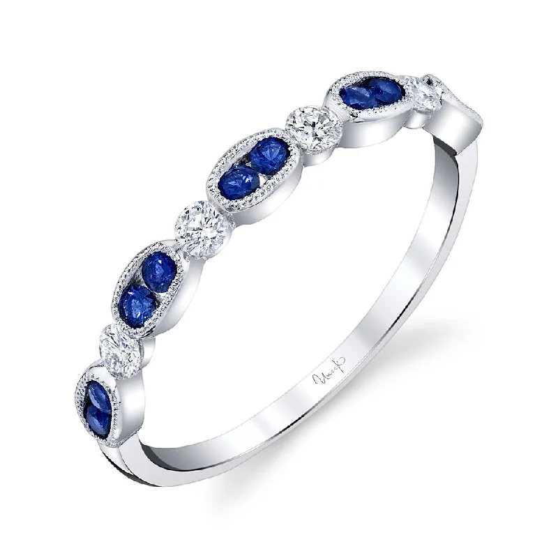 twisted engagement rings for women -Uneek Precious Collection 1-Row Round Blue Sapphire Fashion Ring