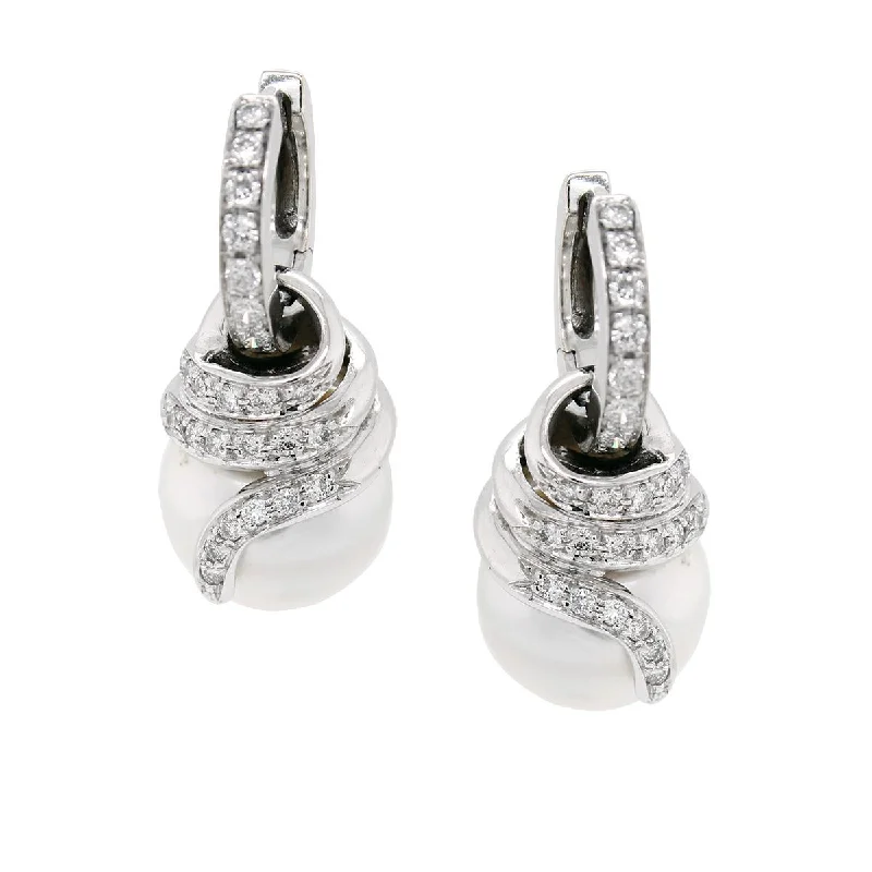 diamond stud earrings for women -diamond stud earrings for women -WHITE GOLD PEARL EARRINGS WITH DIAMONDS, 1/2 CT TW