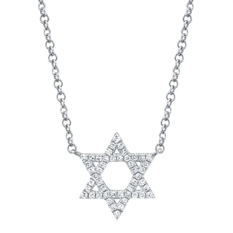 bar necklaces for women -0.11ct Diamond Star Of David Necklace