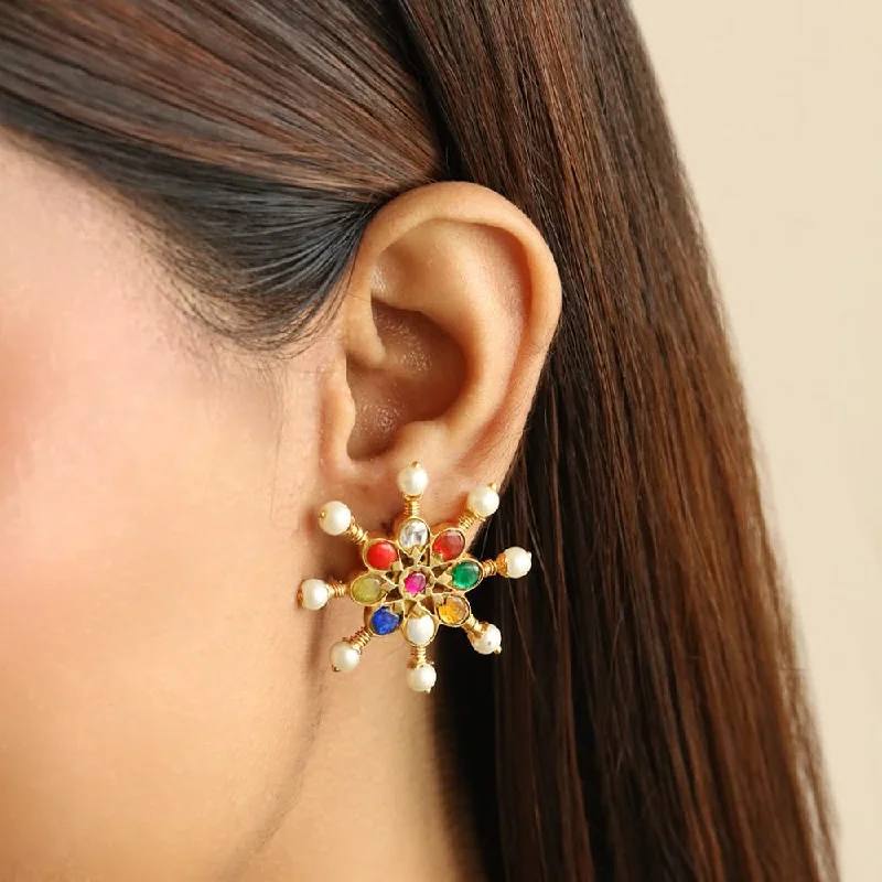 geometric earrings for women -geometric earrings for women -Enchanted Navratan Dream Earring