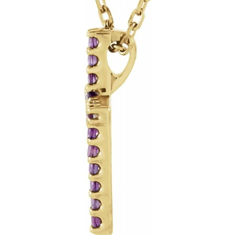 sparkling necklaces for women -14K Yellow Natural Amethyst Petite Cross 16" Necklace