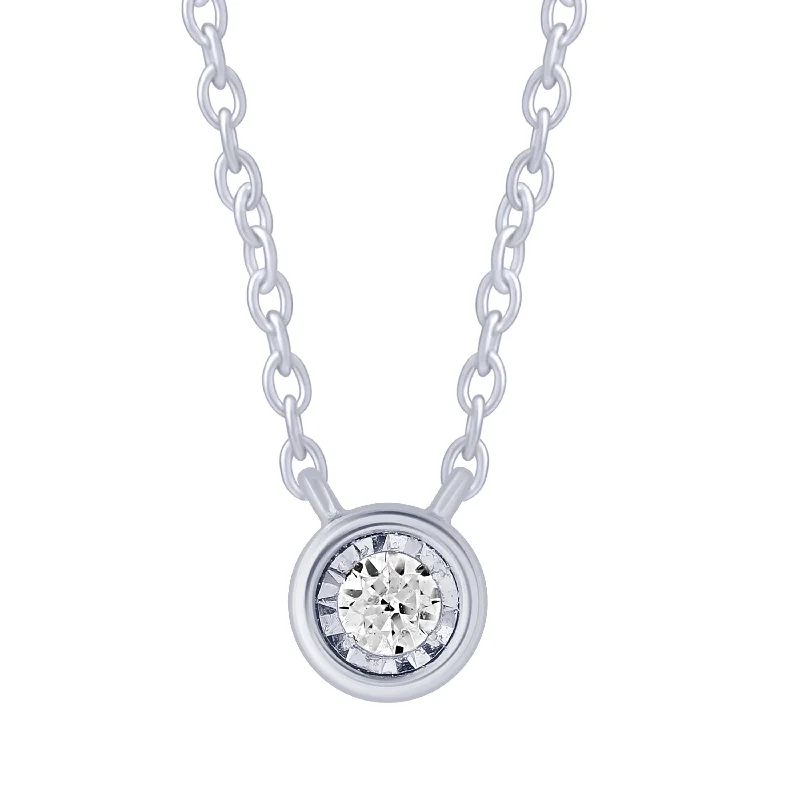 diamond necklaces for women -Sterling Silver 0.05Ct Miracle Solitaire Bezel Set Necklace