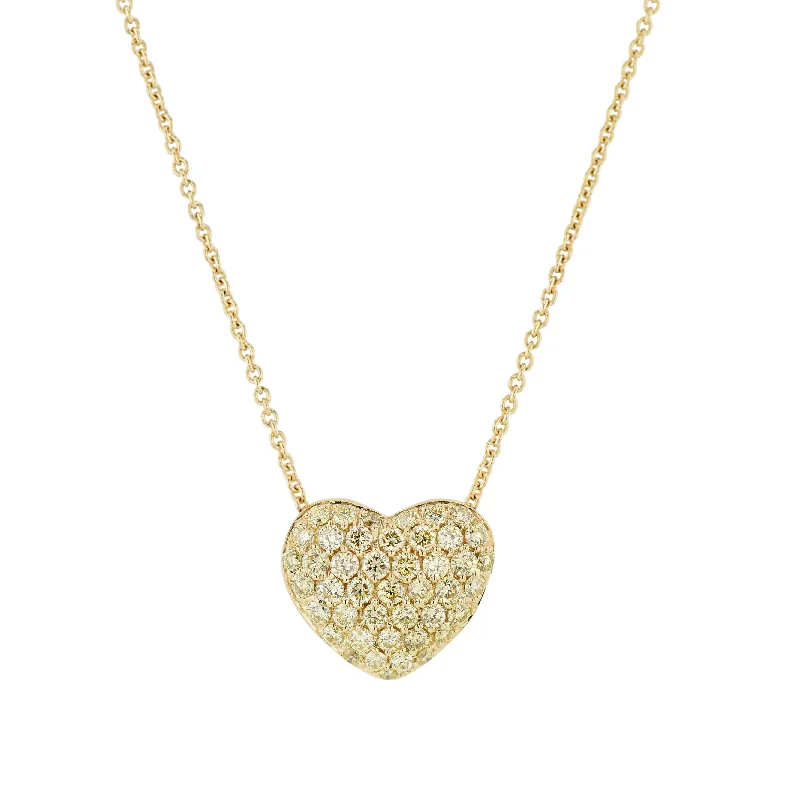 women’s statement pendant necklaces -Yellow Gold Diamond Pave Heart Pendant Necklace