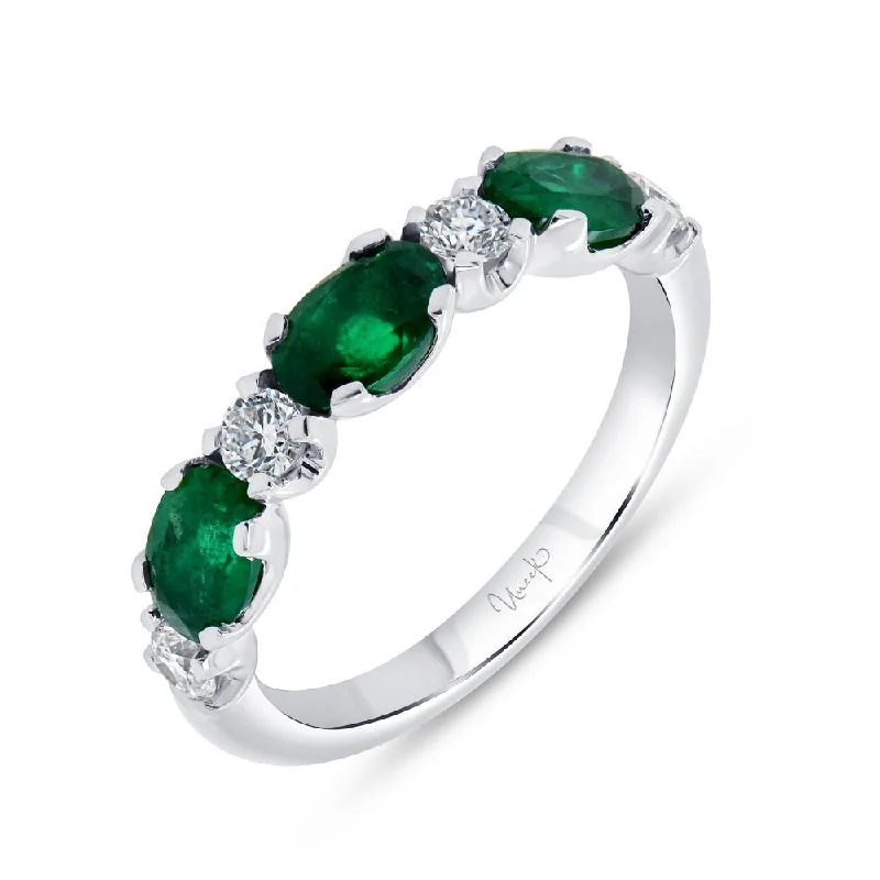 modern solitaire rings for women -Uneek Precious Collection Straight Oval Shaped Emerald Fashion Ring