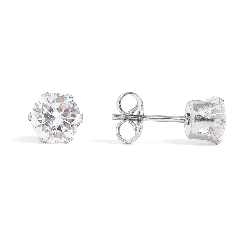 long earrings for women -long earrings for women -Stainless Steel Round CZ Stud Earrings / ERJ3158