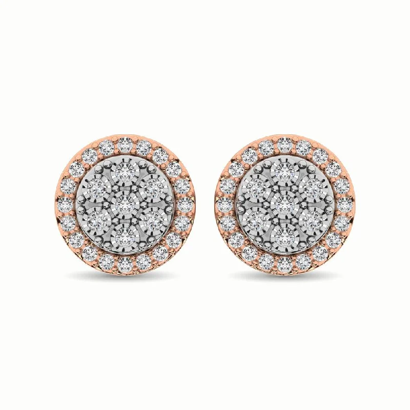 elegant gold earrings for women -10K Two Tone 1/2 Ct.Tw. Diamond Stud Earrings