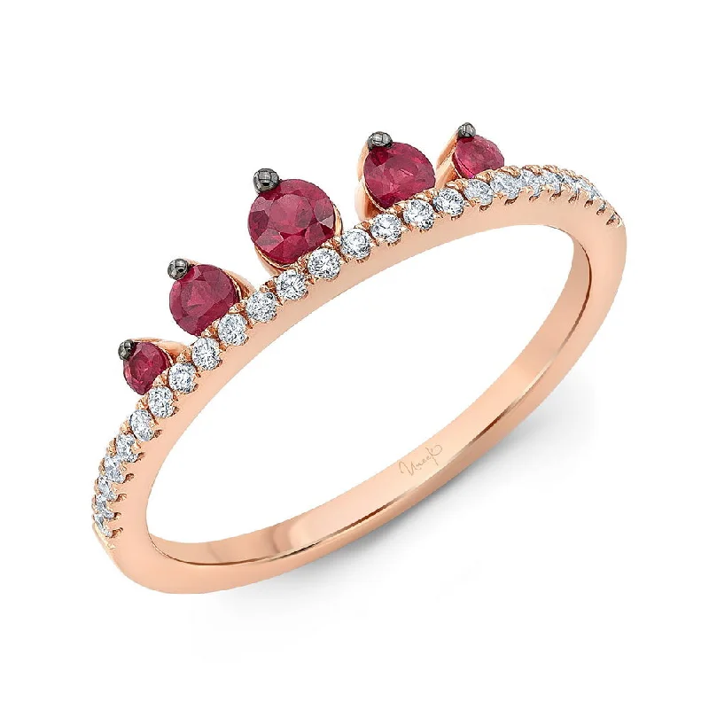 birthstone rings for women -Uneek Precious Collection Round Ruby Fashion Ring