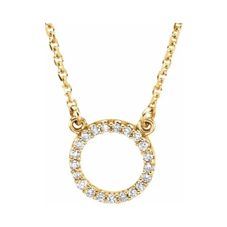 gemstone necklaces for women -14K Yellow .08 CTW Natural Diamond Circle 16" Necklace