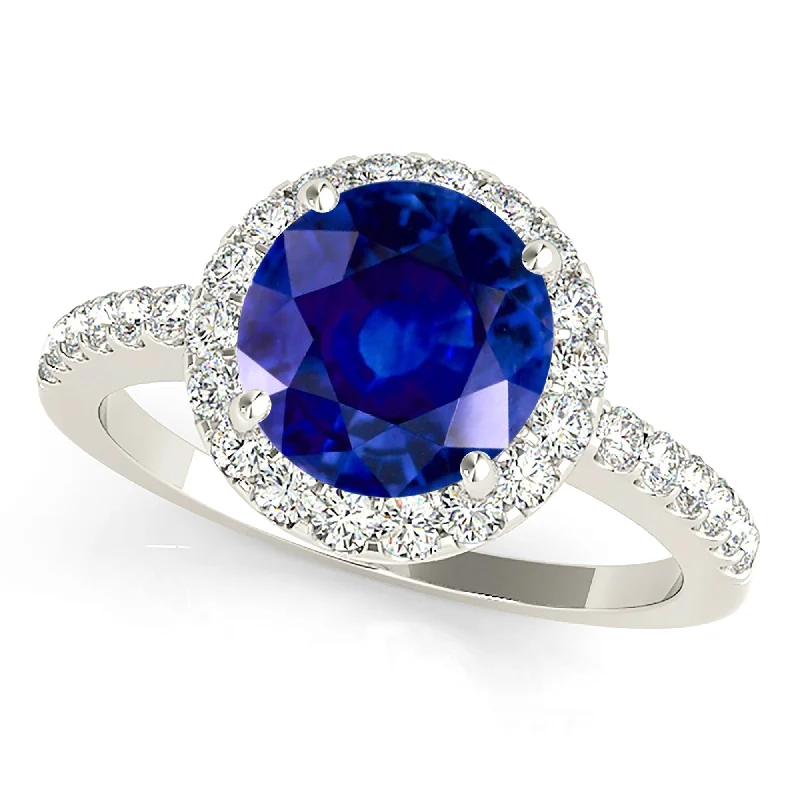 cushion halo engagement rings for women -2.40 ct. Genuine Blue Sapphire Halo Ring