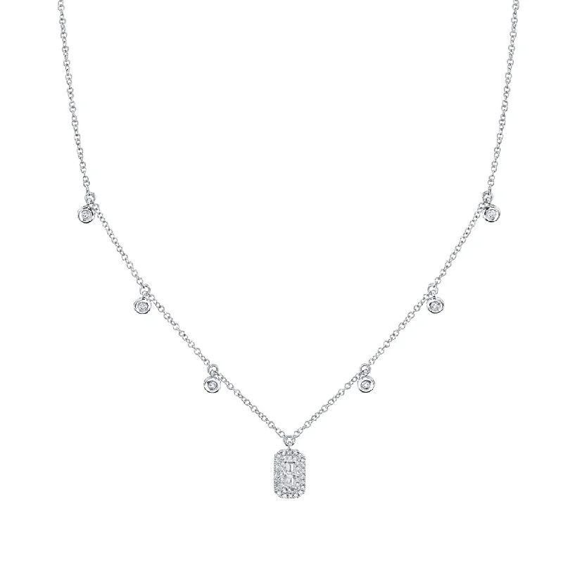 diamond pendant necklaces for women -White Gold Diamond Chain Necklace