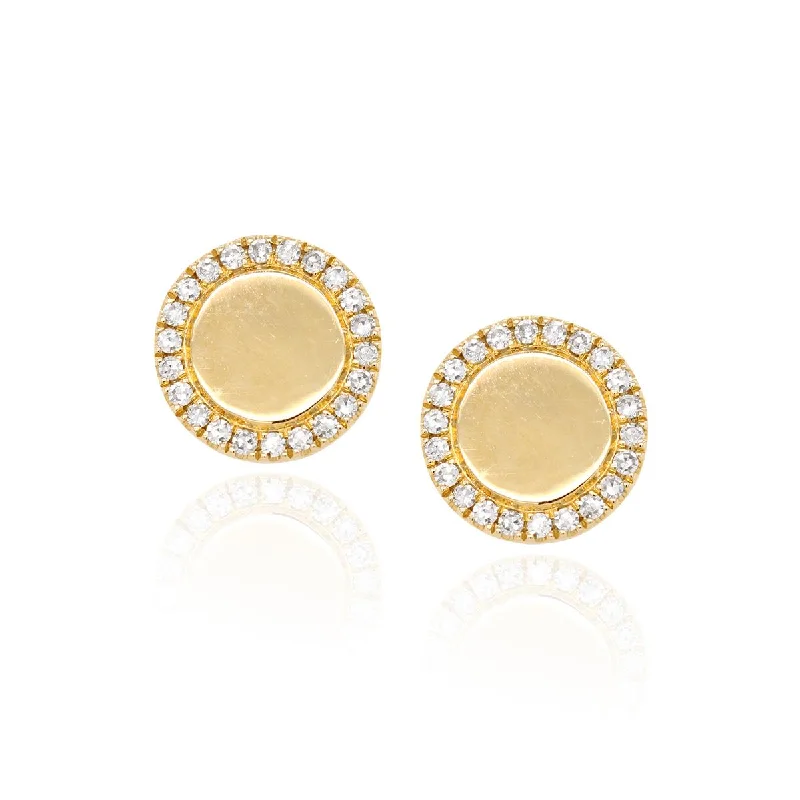 chandelier earrings for women -chandelier earrings for women -YELLOW GOLD STUD EARRINGS WITH DIAMOND HALO, .13 CT TW