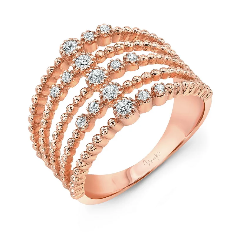 gemstone wedding bands for women -Uneek Lace Collection Multi-Row Fashion Ring