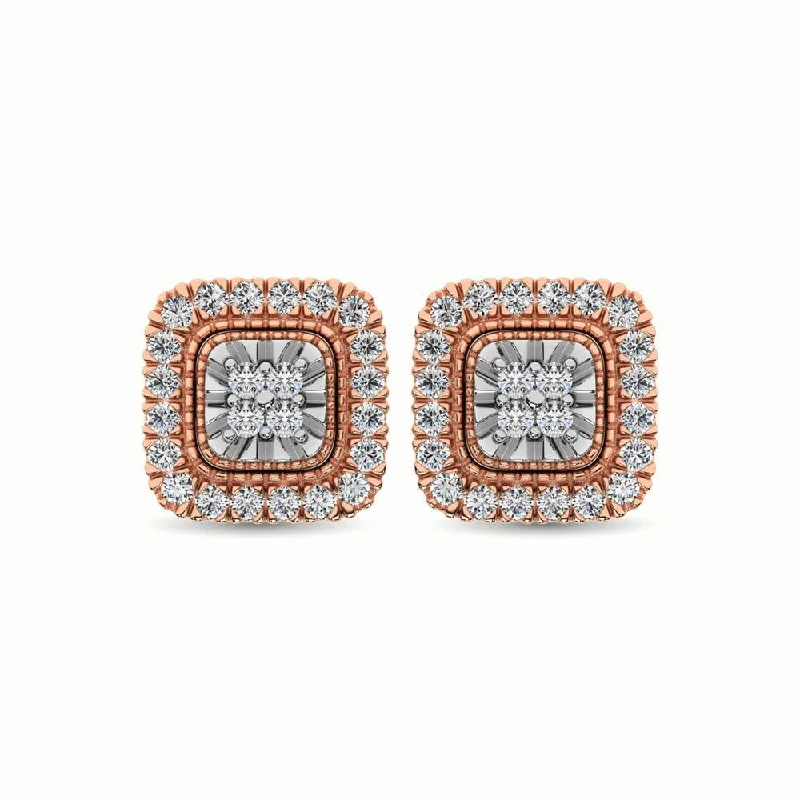 women’s custom engraved earrings -10K Rose Gold 1/3 Ct.Tw. Diamond Stud Earrings