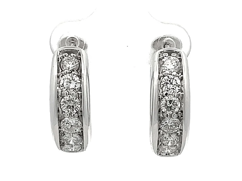 gemstone earrings for women -2 Carat Diamond Hoop Earrings in 10k White Gold