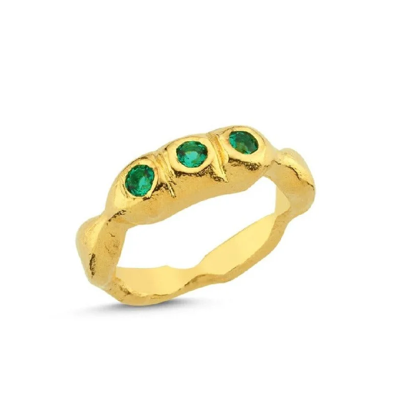 affordable gold engagement rings for women -Trio Green Ring