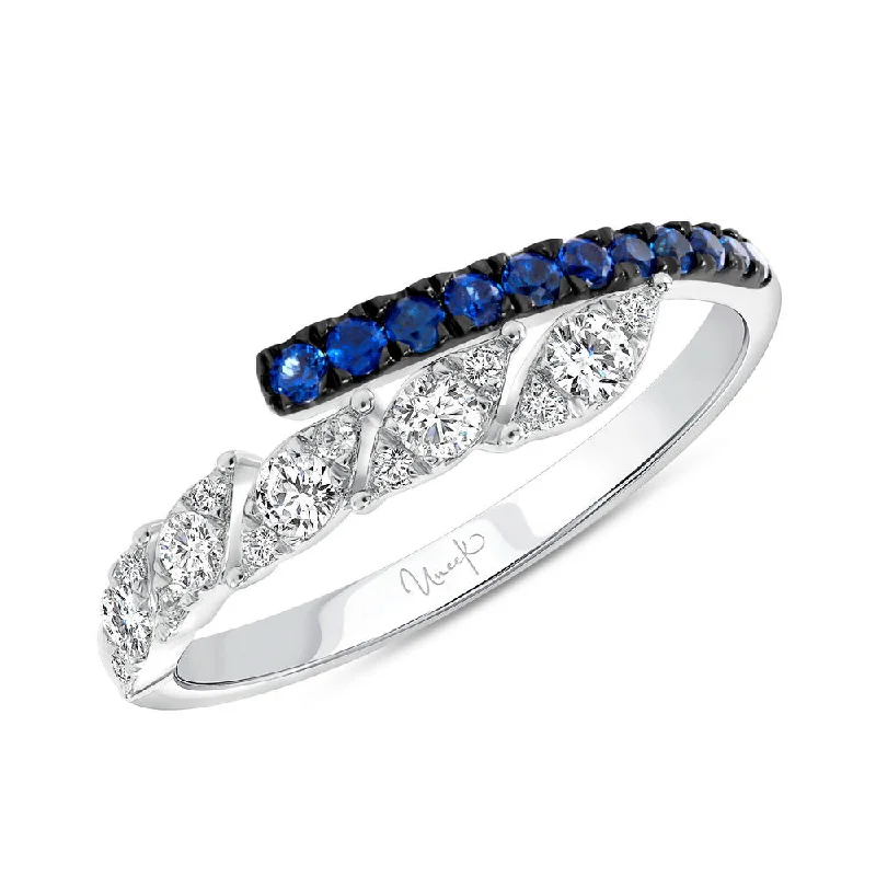 simple engagement rings for women -Uneek Precious Collection Round Blue Sapphire Fashion Ring