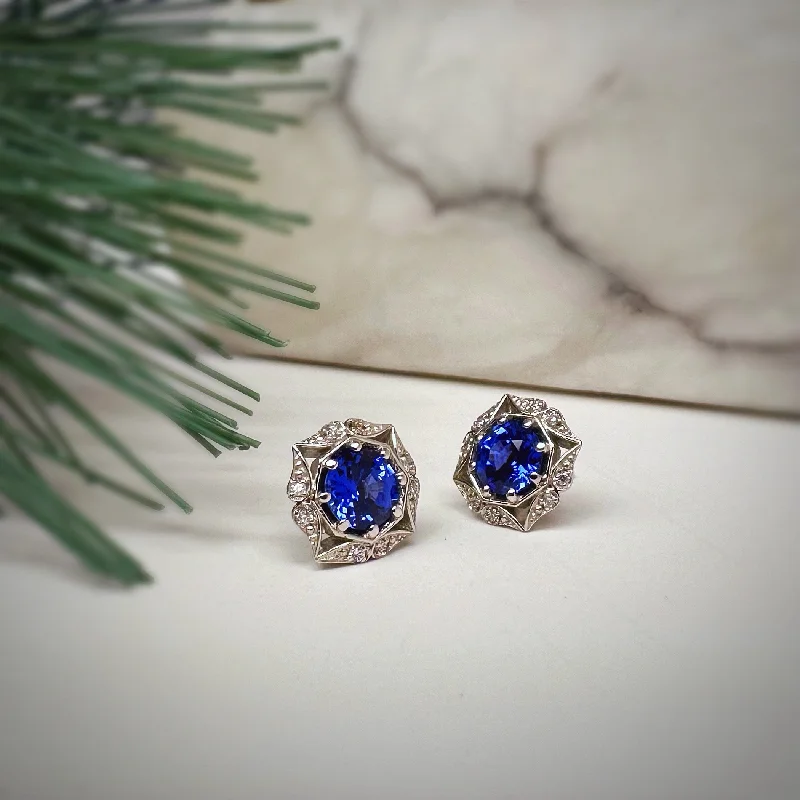 geometric earrings for women -geometric earrings for women -Bostonian Lila Earrings Chatham Sapphire