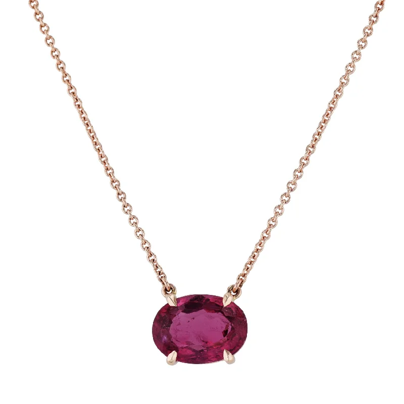 simple pearl necklaces for women -Pink Tourmaline Rose Gold Pendant Necklace