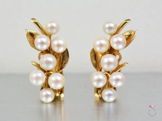 women’s hoop earrings with diamonds -Ming's Hawaii White Akoya Pearls Clip Earrings in 14K yellow gold